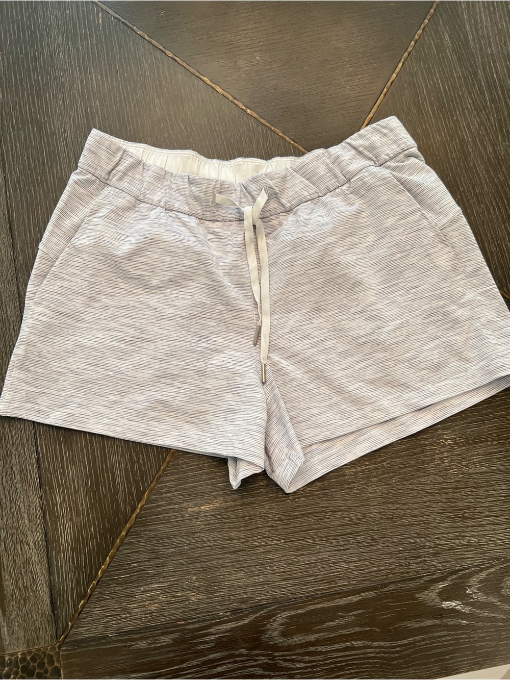 lululemon athletica Heather Light Gray Knit Drawstring Shorts